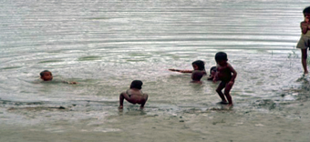 Children playing in a pond outside their village in Bangladesh.: Photograph courtesy of Michael L Bennish and M. John Albert from the chapter “Shigellosis” in the Book.